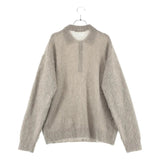 [4] AURALEE BRUSHED SUPER KID MOHAIR KNIT POLO GRAY BEIGE