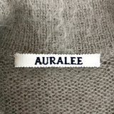 [4] AURALEE BRUSHED SUPER KID MOHAIR KNIT POLO GRAY BEIGE