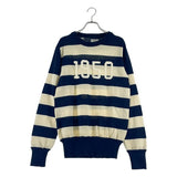[2] VISVIM CREW NECK SWEATER WOOL BORDER KNIT NAVY