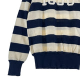 [2] VISVIM CREW NECK SWEATER WOOL BORDER KNIT NAVY