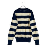 [2] VISVIM CREW NECK SWEATER WOOL BORDER KNIT NAVY