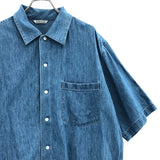 [3] AURALEE SELVEDGE SUPER LIGHT DENIM HALF SLEEVED SHIRT