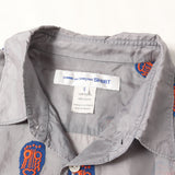 COMME DES GARCONS SHIRT MASK EMBROIDERY ALLOVER PRINT CUPRA SHORT SLEEVE SHIRT GRAY