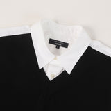 [S] CDG HOMME MIXED MATERIAL SHIRT WHITE BLACK
