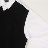 [S] CDG HOMME MIXED MATERIAL SHIRT WHITE BLACK