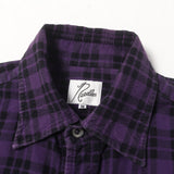 [M] NEEDLES PRINT CHECK FLANNEL SHIRT PURPLE BLACK
