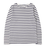 [S] A BATHING APE BAPE 00s BORDER BOAT-NECK LONG SLEEVE T-SHIRT WHITE NAVY