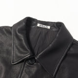 [4] AURALEE 26SS TEXTURED LAMB LEATHER BLOUSON BLACK