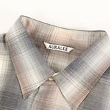 [3] AURALEE 24AW HERRINGBONE CHECK SUPER LIGHT WOOL SHIRT BEIGE BLUE CHECK