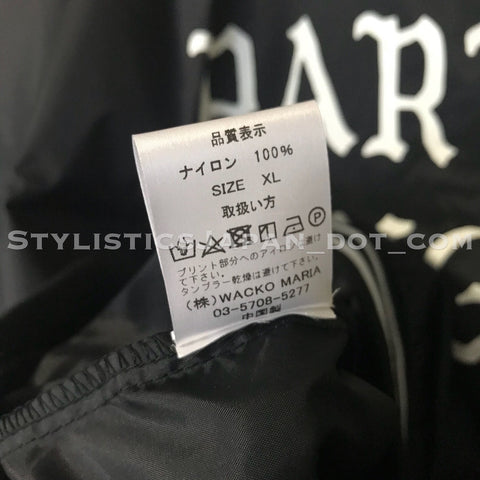XL] Wacko Maria Tengoku Tokyo Nylon Light Varsity Jacket Black