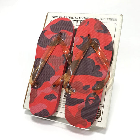 [8] DS! A Bathing Ape Bape Vintage Color Camo Beach Sandals Red