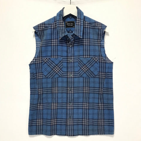 [M] Number Nine Sleeveless Flannel Shirt Blue