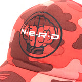 A Bathing Ape Bape x NERD (N.E.R.D.) Brain Logo Camo Mesh Trucker Cap Red