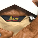[M] A Bathing Ape Bape Sta Leather/Down Riders Jacket Light Brown