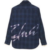 [M] Futura Laboratories Overdye Flannel Check Shirt Indigo