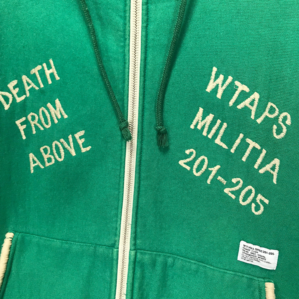 L] WTaps 08AW Hell Week Souvenir Zip Up Hoodie Green