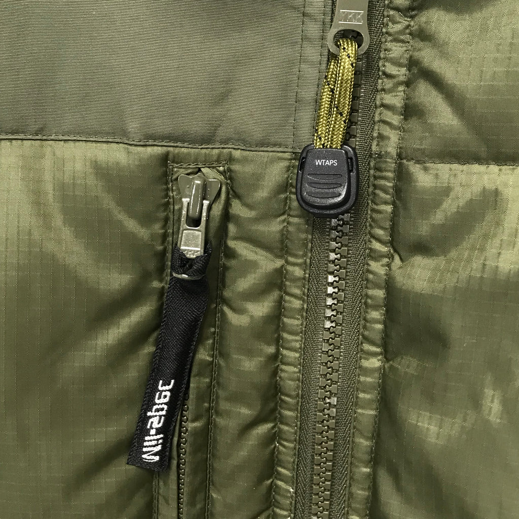 L] WTaps 4-Way Ripstop Nylon Down Puffer Jacket / Vest Olive