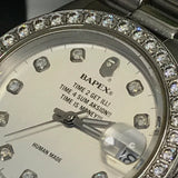 A Bathing Ape Bape Swarovski Crystal Automatic Bapex 'Datejust' Watch Silver