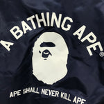[M] A Bathing Ape Bape Satin Baseball Jacket Navy