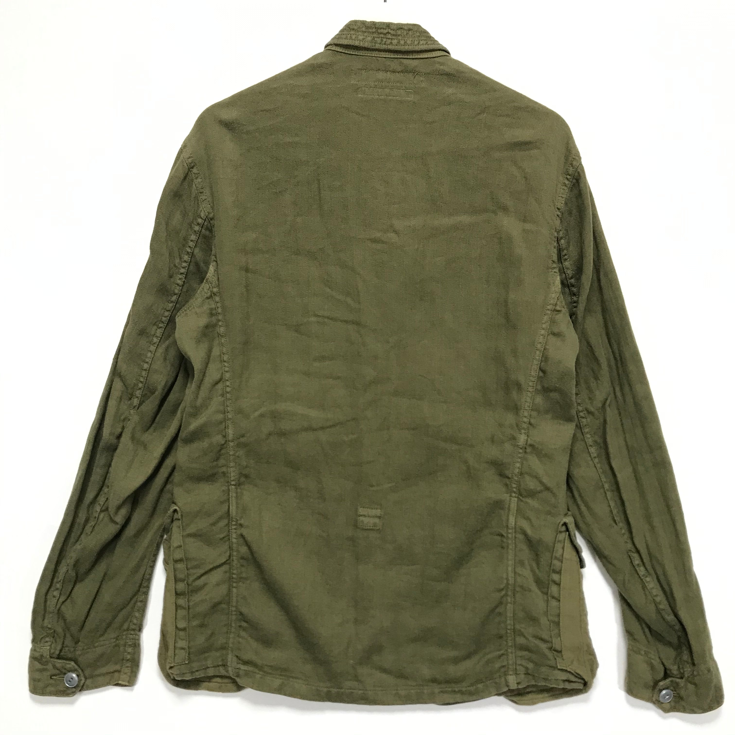 Olive & Oak Sweater Sleeve Cotton Military Jacket in Olive