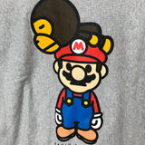 [S] A Bathing Ape Bape x Mario Baby Milo Logo Crewneck Sweatshirt Grey