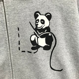 [L] A Bathing Ape Bape Panda Full Zip Hoodie Grey