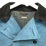 [L] Kapital Waxed Cotton Tweed Lined Trench Coat Blue
