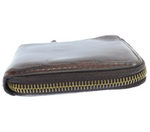 Visvim Veggie Leather Bi-Fold Zip Wallet Dark Brown