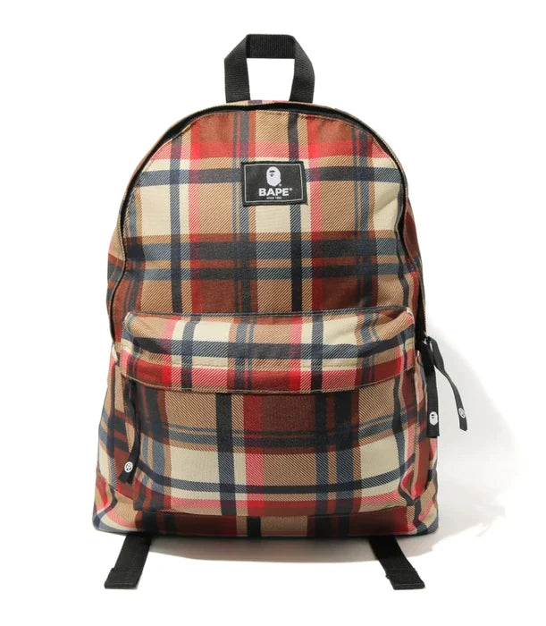 BAPE Check Daypack Backpack Red