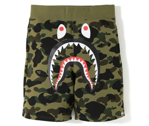 [M or L] DS! A Bathing Ape Bape 1st Camo Shark Sweat Shorts Green