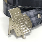 [L] A Bathing Ape Bape Nested Logo Plaid Leather Belt Black