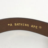 [M] DS! A Bathing Ape Bape Embossed Camo Leather Belt Brown/Gold