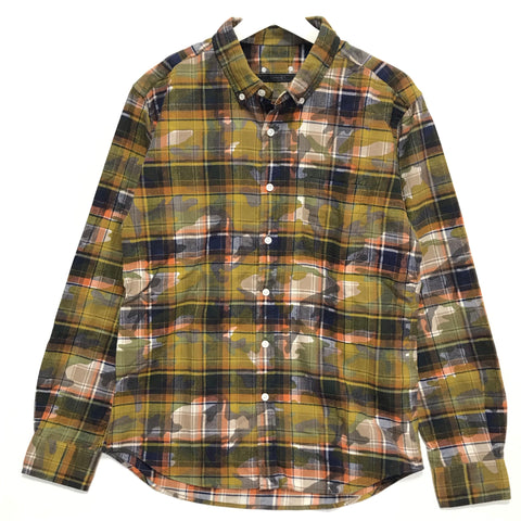 [L] Sophnet Camo Check Overprint Flannel Shirt Yellow